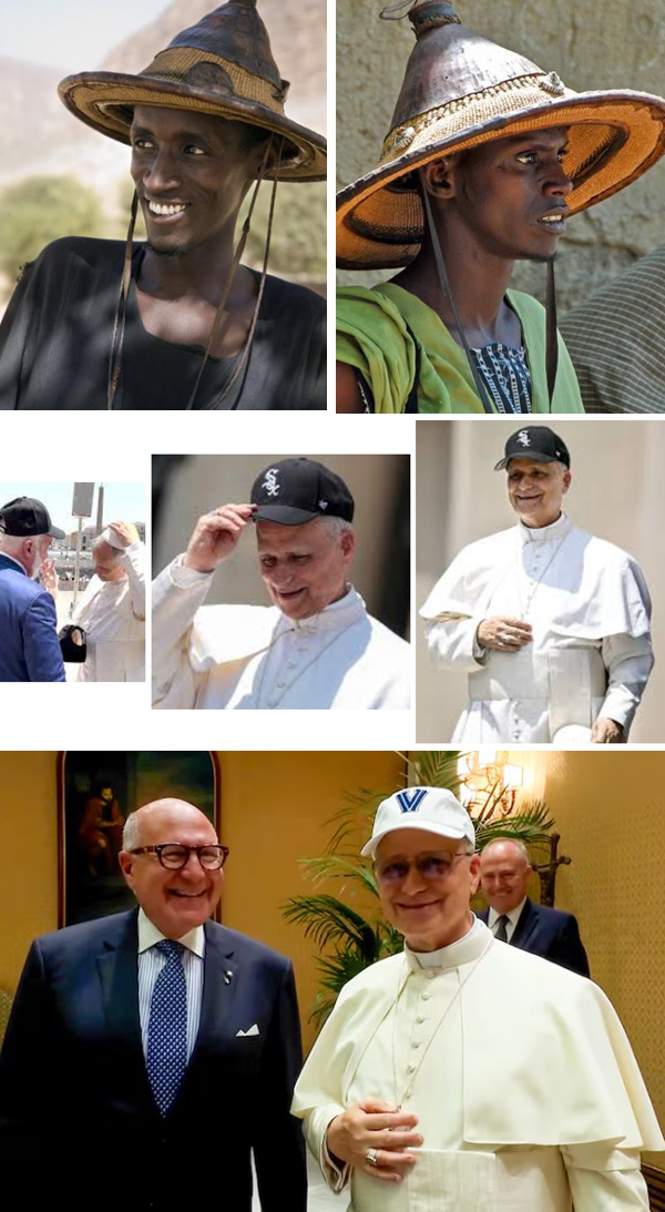 Papa usando gorras de béisbol