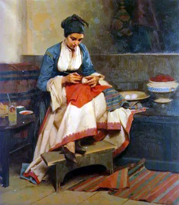 woman painting easter eggs